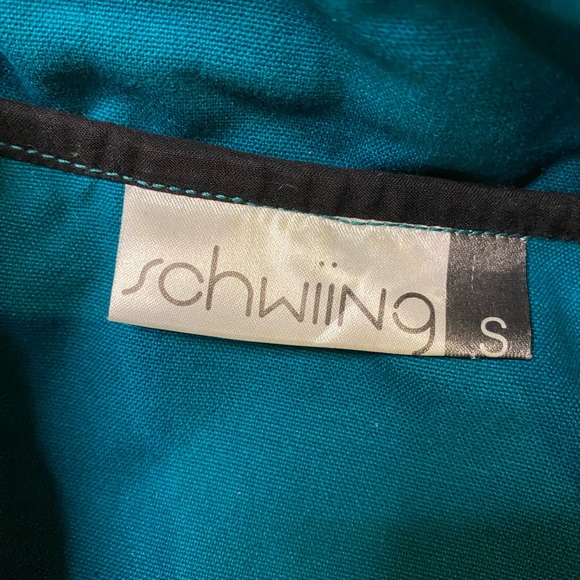 Cute fitted Schwiing Teal Blazer Big Buttons Cuffs Pea Coat Small - Picture 4 of 10